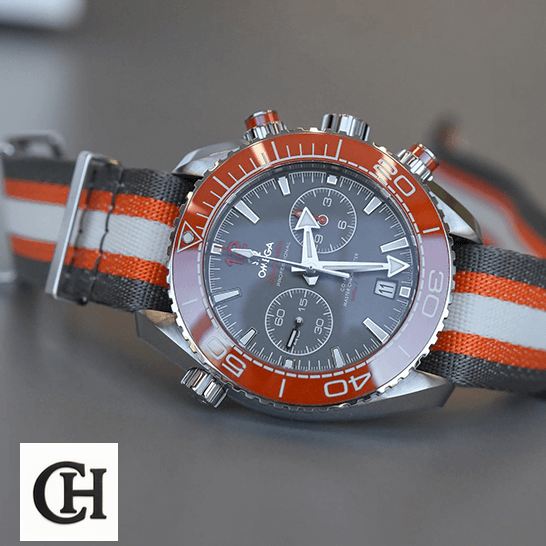Omega Seamaster Planet Ocean 215.32.46.51.99.001 "Grey" Premium Duplicate Edition omega seamaster planet ocean 215.32.46.51.99.001 bracelet Omega Seamaster Planet Ocean Orange Bezel orange grey white rubber bracelet