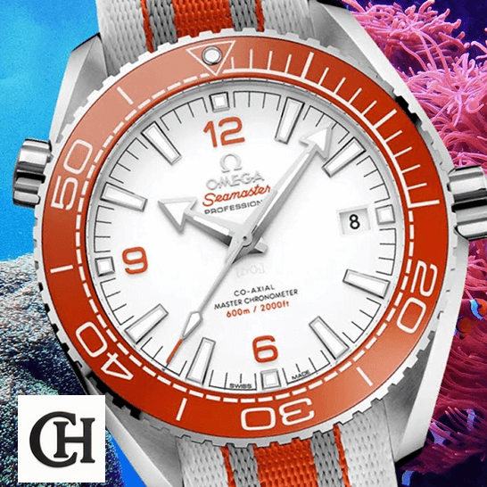 Omega Seamaster 215.32.44.21.04.001 Orange Bezel ocean background