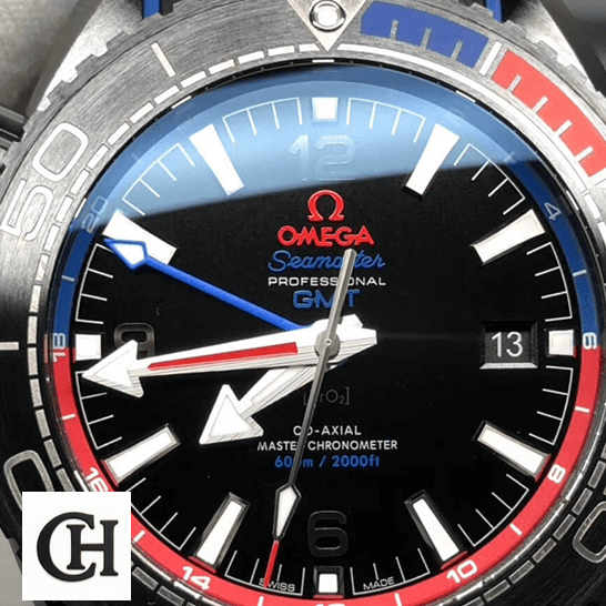 Omega Seamaster 215.92.46.22.01.004 GMT Black Dial Red & Blue Bezel