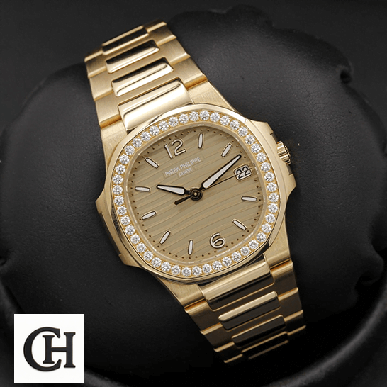 Patek Philippe Nautilus 7010/1R Patek Philippe Nautilus 70101R-012 Diamond Bezel Rose Gold Dial