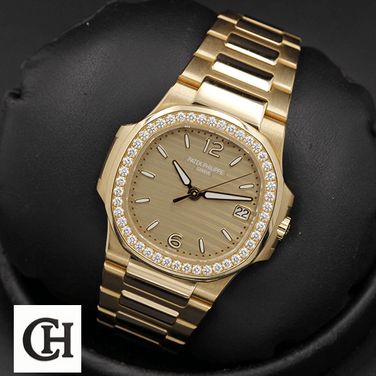 Patek Philippe Nautilus 7010/1R Patek Philippe Nautilus 70101R-012 Rose Gold Bracelet black background