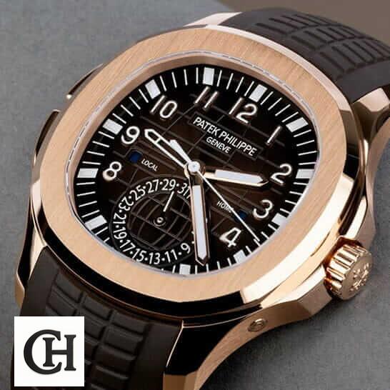 Patek Philippe Geneve Travel Time Brown Dial Gold Case grey background