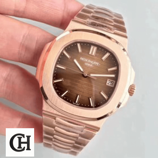 Patek Philippe Nautilus Rose Gold Dial on the hand