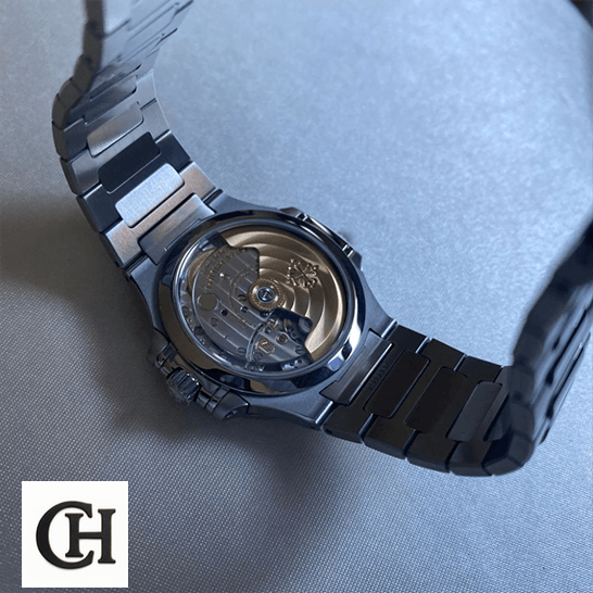 Patek Philippe Nautilus 7118/1A "Smoke Gray Dial" Premium Edition patek philippe nautilus 71181A 011 back Patek Philippe Nautilus 71181A-011 Stainless Steel Case upside view