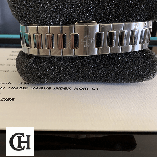 Patek Philippe Nautilus 7118/1A Ladies Perfect Duplicate patekphilippe nautilus 71181A 001 clasp Patek Philippe Nautilus 71181A-001 Steel Bracelet upside view