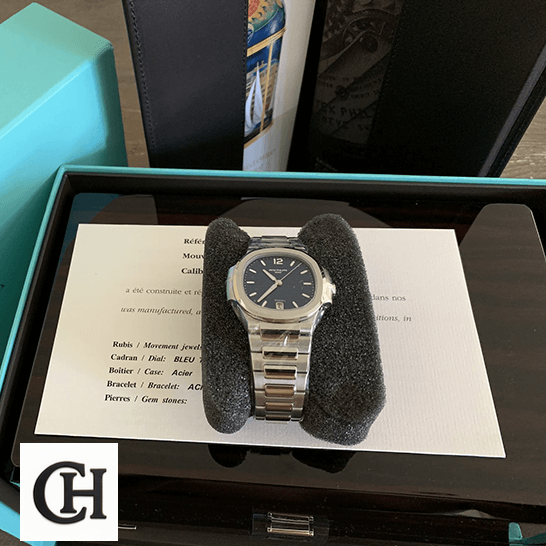 Patek Philippe Nautilus 7118/1A Ladies Perfect Duplicate patekphilippe nautilus 71181A 001 front Patek Philippe Nautilus 71181A-001 Blue Dial in the box