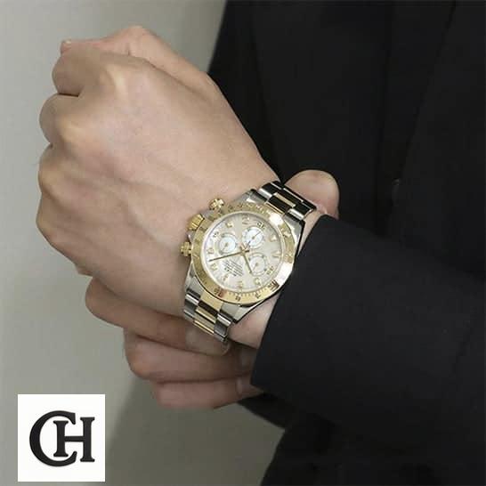 Rolex Daytona Two Tone White Dial 116523 Oyster on his arm