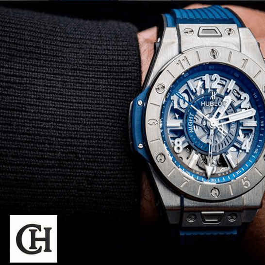 Hublot Big Bang Unico "Transparent" Sapphire Case 471.NX.7112.RX Superior useful arabic numerals hublot big bang unico gMT Hublot Big Bang Arabic Numerals Blue Background on the wrist