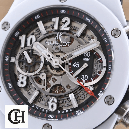 Hublot Big Bang Unico Hublot White Bezel 411.HX_.1170.RX Black Dial red second hand