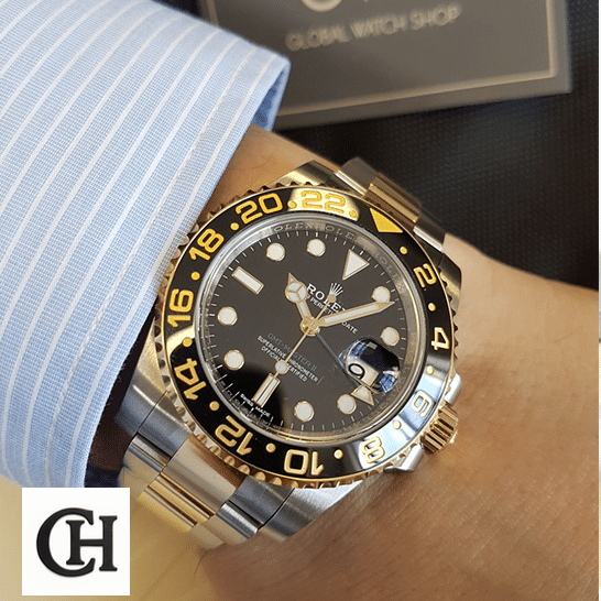 Rolex GMT-Master II 126711CHNR under the shirt Rolex GMT-Master II 116713 Two Tone Oyster on his arm