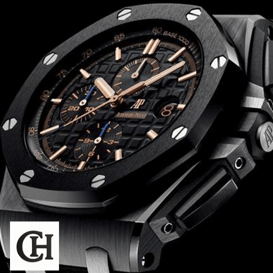 AP Royal Oak Offshore 26405CE.OO.A002CA.02 "Black Ceramic" Edition audemars piguet royaloakoffshore 26405CE.OO.A002CA.02 right AP Royal Oak 26405CE.OO_.A002CA.02 Black Bezel crown / push button