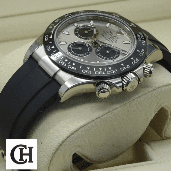 Rolex Daytona "Ghost" 116519LN "White Gold" Premium Rolex Daytona White Gold116519LN-0024 Black Rubber Bracelet