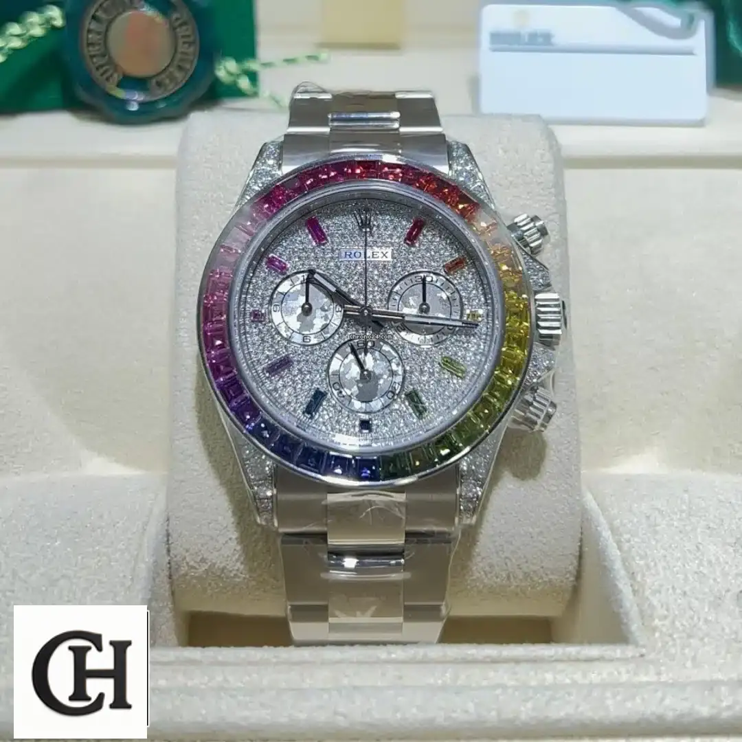 Rolex Daytona Rolex Daytona 116520-0016 Rainbow Gem-Set Bezel in the Rolex Box