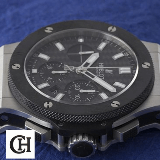 Hublot Big Bang Hublot Big Bang Steel Ceramic Black Background blue background