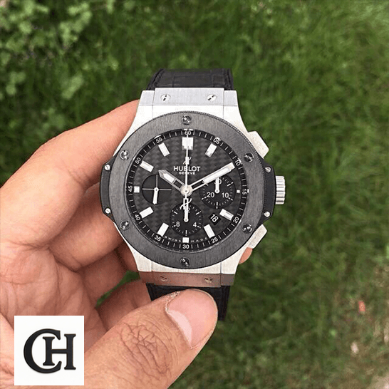 Hublot Big Bang Hublot Big Bang Steel Ceramic Black Dial grass background