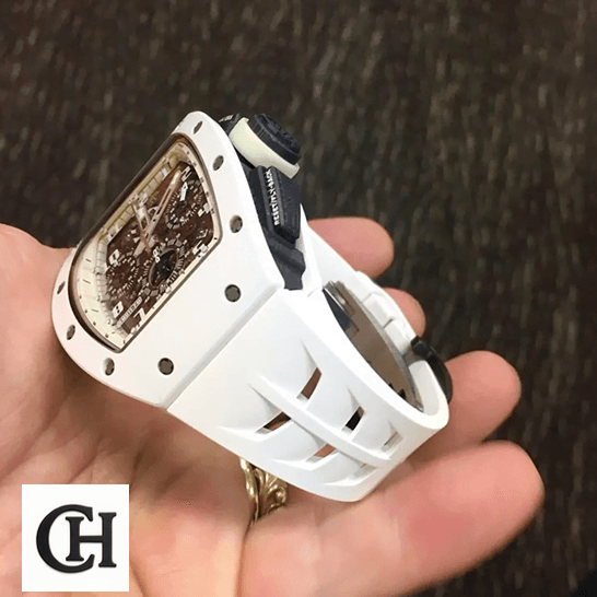 Richard Mille RM 011 Richard Mille RM011FM White Rubber Bracelet on the hand