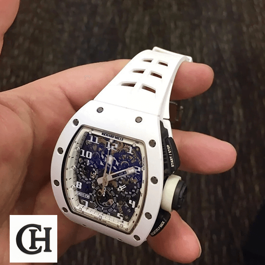 Richard Mille RM 011 Richard Mille RM011 FM White Rubber Bracelet on the hand