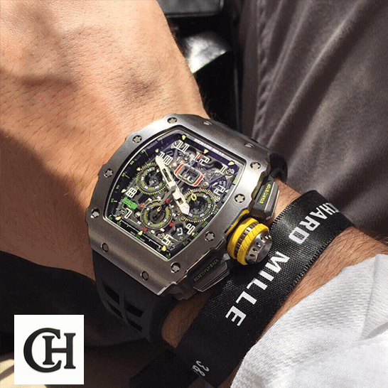 Richard Mille RM Black Rubber Bracelet on the wrist