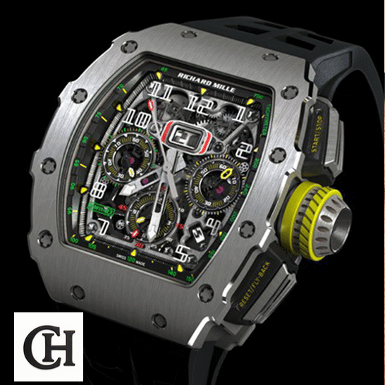 Richard Mille Rm01103 Titane Flyback Steel Black Dial black background