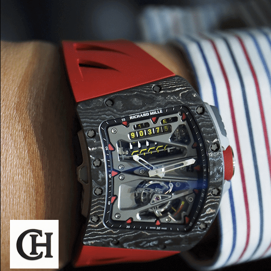 Richard Mille RM 70-01 "Tourbillon" Perfect Edition rm 70 Richard Mille RM7001 Black Bezel Red Bracelet on the wrist