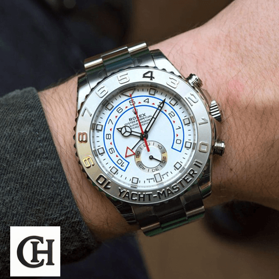 Rolex Yacht-Master II 116689 White Gold Master rolex yacht master 116689 0001 hand Rolex 116689-0001 White Dial Yacht Master on the wrist