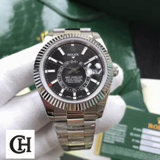 Rolex Sky-Dweller Black Dial 326934 Fluted Bezel Oyster