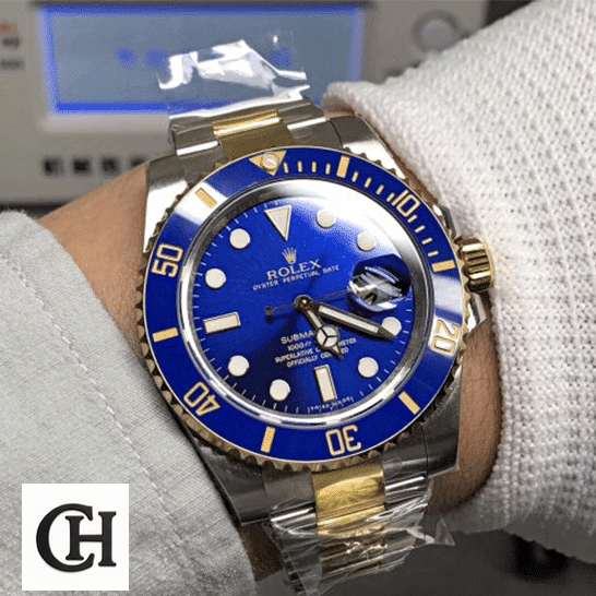 Rolex Submariner Date 16613 "Bluesy" Edition Rolex Submariner Date Two Tone Blue Dial 16613 on his arm