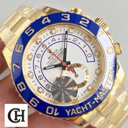 Rolex Yatch Master 116688 II Yellow Gold White Dial on the ahnd