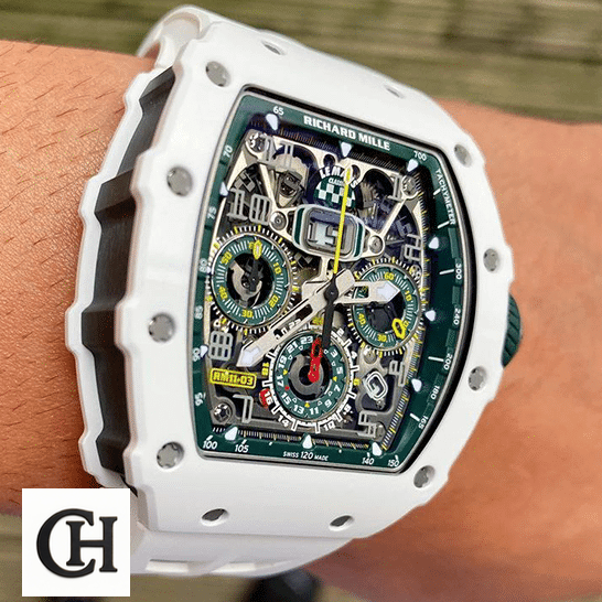Richard Mille Green Dial White Bezel on the wrist