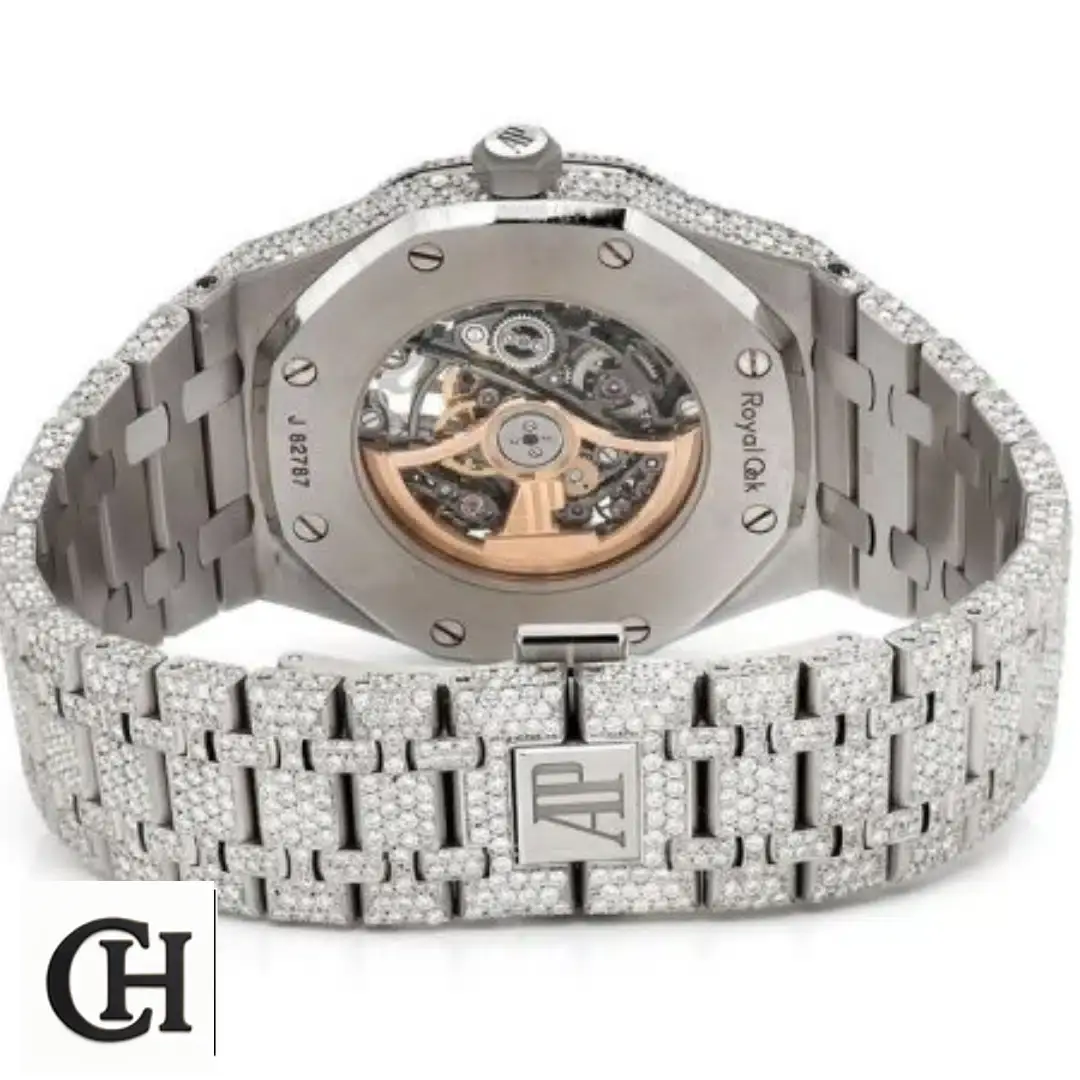 Audemars Piguet Royal Oak AP Iced Out Watch clasp and stainless steel case