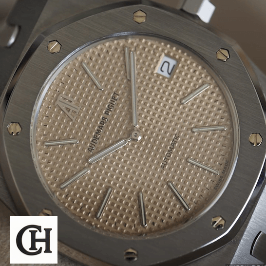 Audemars Piguet Royal Oak 14802ST Audemars Piguet Royal Oak Rose Gold Dial Steel Bezel front view