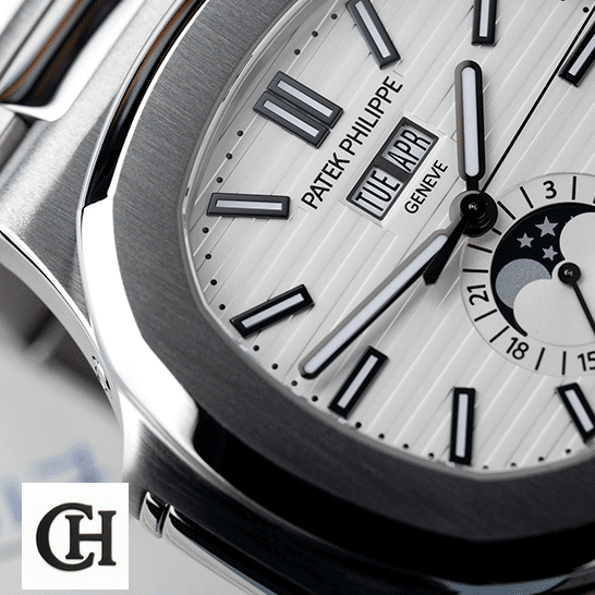 Patek Philippe Geneve White Dial Steel Case front view