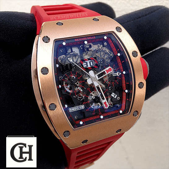 Richard Mille RM 011 "Red Demon" Premium richard mille rm011 red demon hand dial Richard Mille RM011 Red Demon Hand Dial Black Dial on the black glove hand