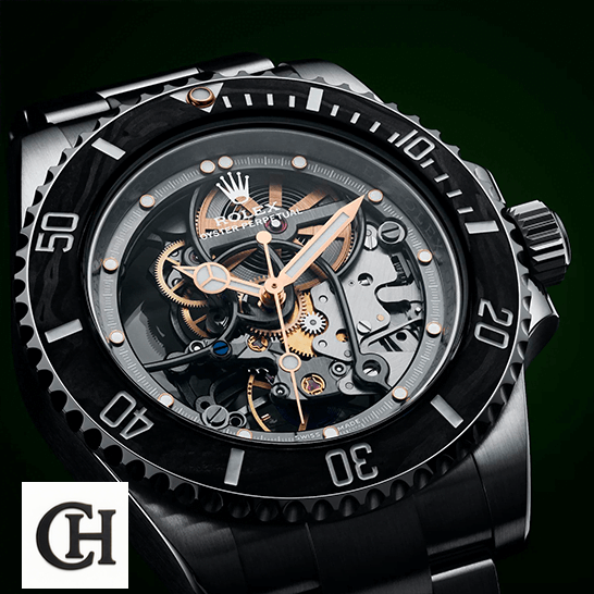 Rolex Submariner 114200 "Skeleton" Perfect Rolex Skeleton Dial Steel 114200 black background