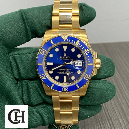 Rolex Submariner Blue Dial 116618LB on the hand