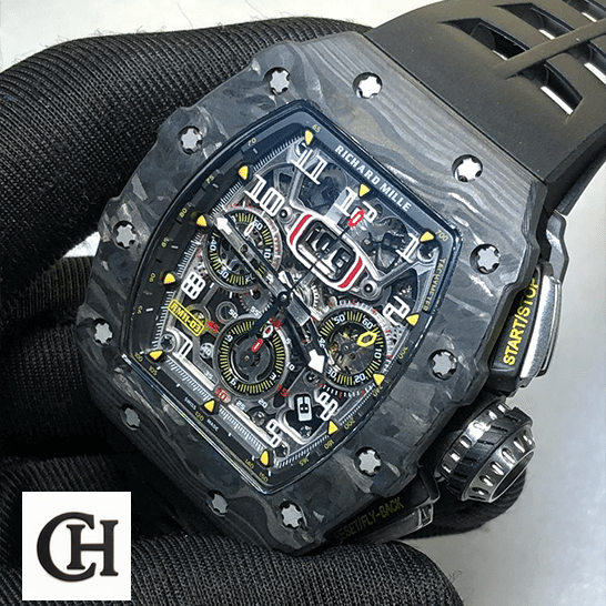 Richard Mille RM11-03 Automatic Flyback Black Bezel Dial crown / push button