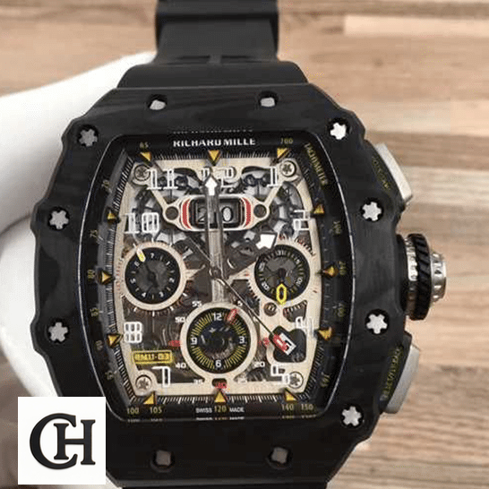 Richard Mille RM11-03 White Dial Black Bezel Bracelet on the hand