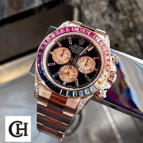Rolex Daytona Cosmograph Rainbow Bezel Black Dial 116519 Oyster
