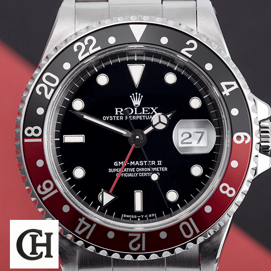 Rolex GMT-Master II 16710 Rolex GMT-Master II Coke 16710 Black & Red Bezel Black Red Background