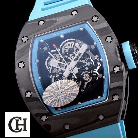 Richard Mille RM055 Carbon Bezel Skeleton Dial black background