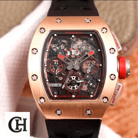 Richard Mille RM 011 Rose Gold Exceptional richard mille RM 011 automatic flyback chronograph red demon limited edition front Richard Mille RM011 Automatic Black Dial on the hand