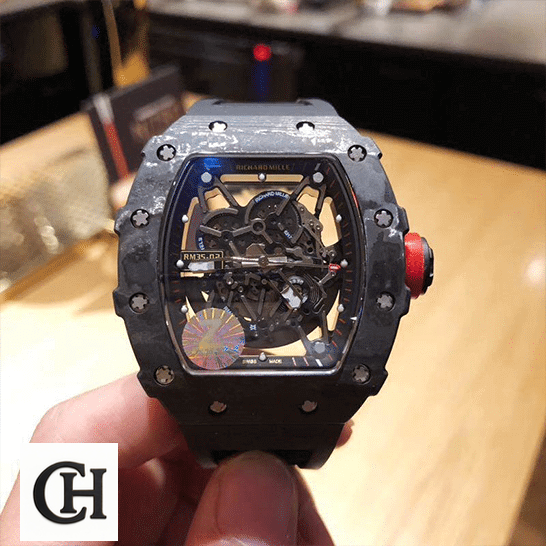 Richard Mille RM 35-02 Richard Mille RM3502 Carbon Skeleton Dial on the hand