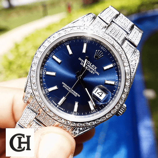 Rolex Datejust 126300 "Iced Out Blue Dial" Premium Edition rolex datejust 126300 tiltedright Rolex Datejust 126300 Blue Dial & Gem-Set Bezel Iced Out