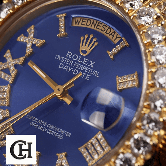 Rolex Day-Date 36 18038 Blue Dial Diamonds Romen Numerial