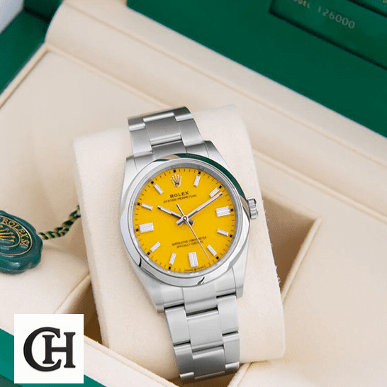 Rolex Oyster Perpetual 124300 Rolex Perpetual 124300 Oyster Yellow Dial in the Green Box