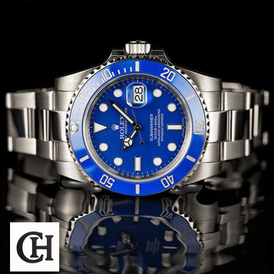 Rolex Submariner Date 116619 "Smurf" Perfect Duplicate Edition Rolex Submariner 116619lb-0001 Oyster on the table