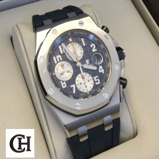 Audemars Piguet Royal Oak 26470ST.OO.A027CA.01. Audemars Piguet Blue Dial Rubber Blue Bracelet in the box