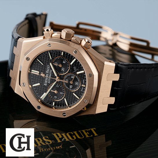 Audemars Piguet Royal Oak Chronograph 26320OR Audemars Piguet Royal Oak Gold Case Black Dial on the ap box