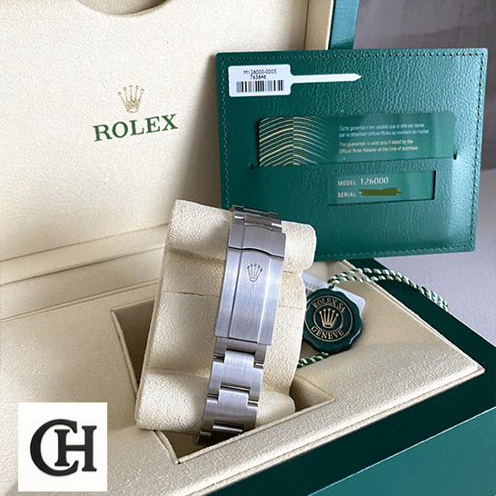 Rolex Datejust 134300 Oyster Perpetual Rolex Oyster Perpetual 126000 Stainless Steel Oyster Bracelet & Guarantee Card in the Green Rolex Box