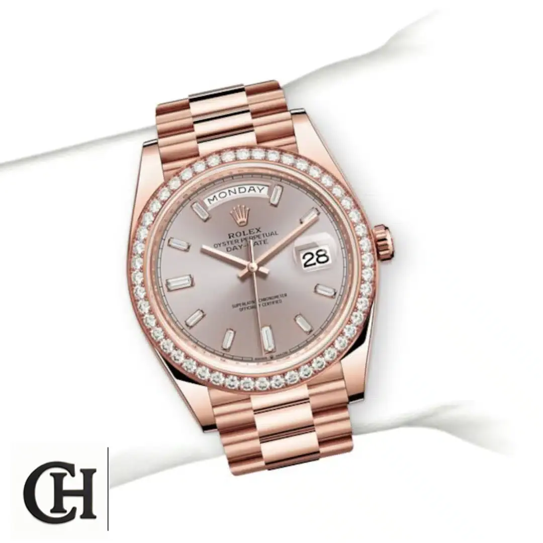Rolex Day-Date 128345PDP "Pink Diamond" Exceptional Yeni Proje 2 18 Rolex Day-Date Rose Gold Diamond Dial 128345PDP Gem-Set bezel